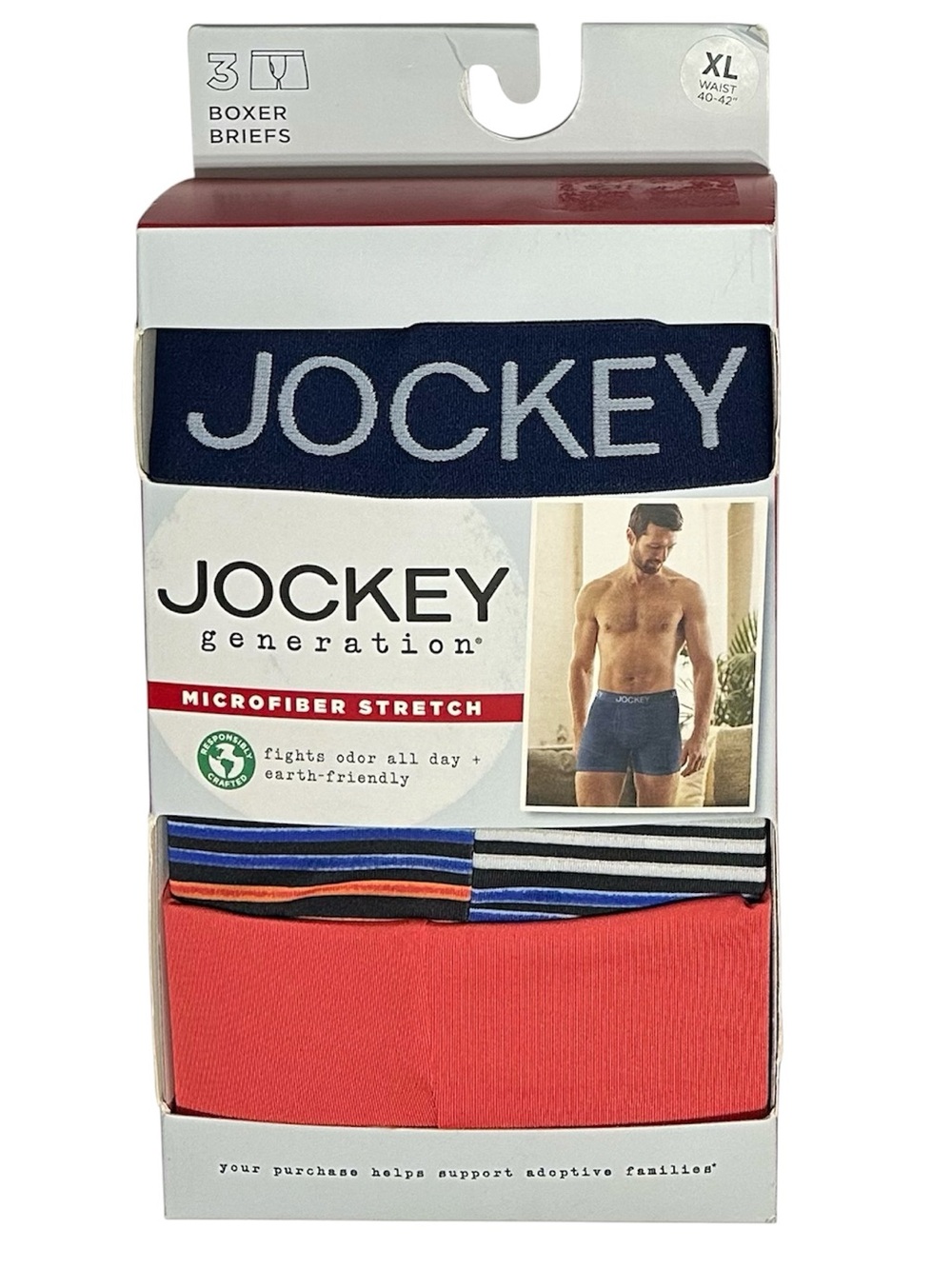 Jockey Generation 3 Men's Microfiber Boxer Briefs X-Large (40-42) Blue/Orange